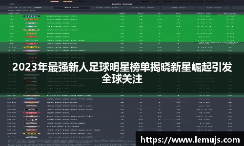 2023年最强新人足球明星榜单揭晓新星崛起引发全球关注